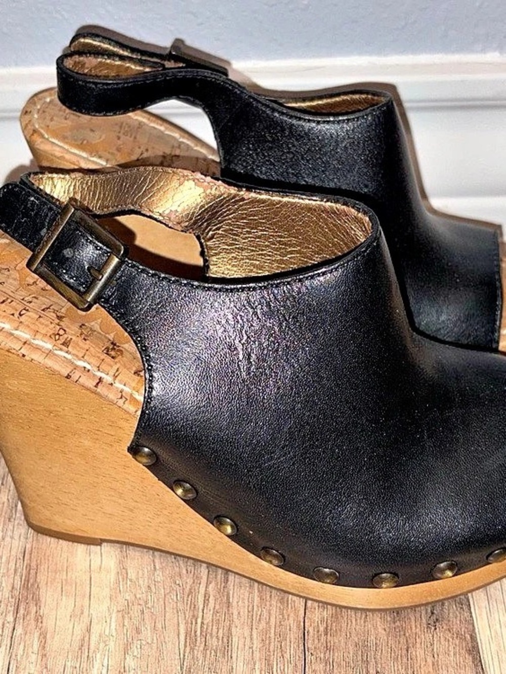 Sam Edelman Camilla Black & Brown Wedge Sandals